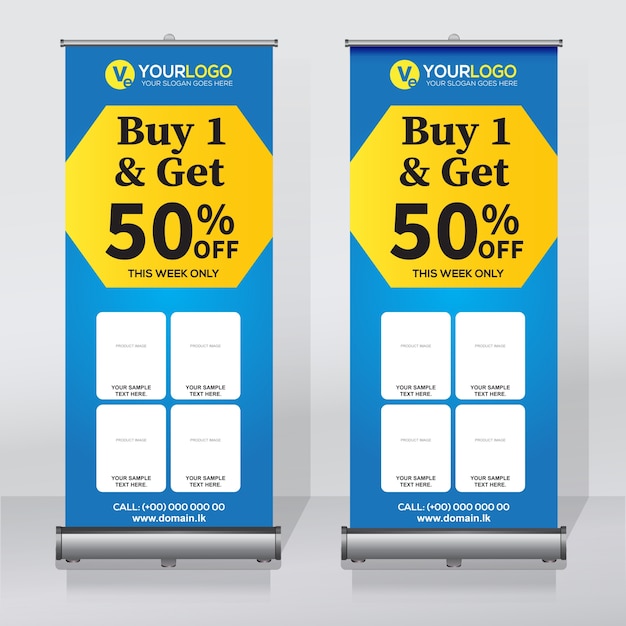 Premium Vector | Creative roll up banner design template