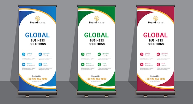 Vector creative roll up banner design template