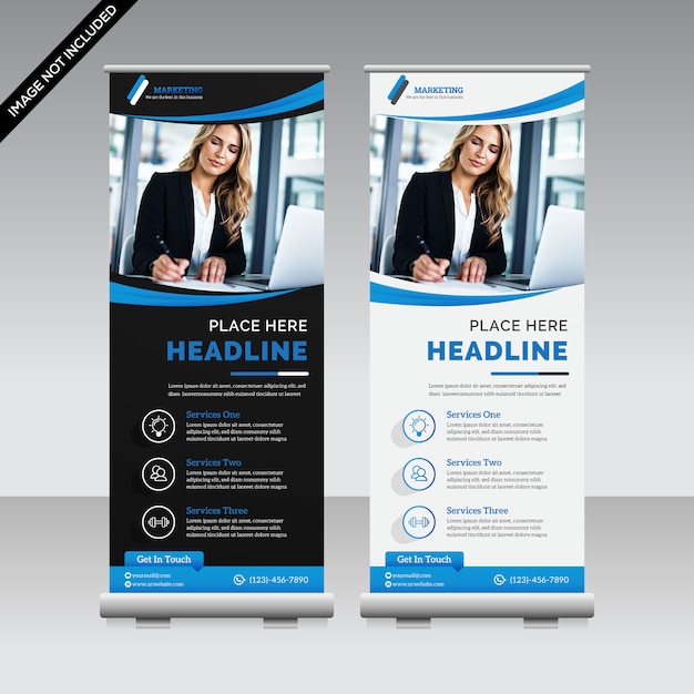 Vector creative roll up banner premium