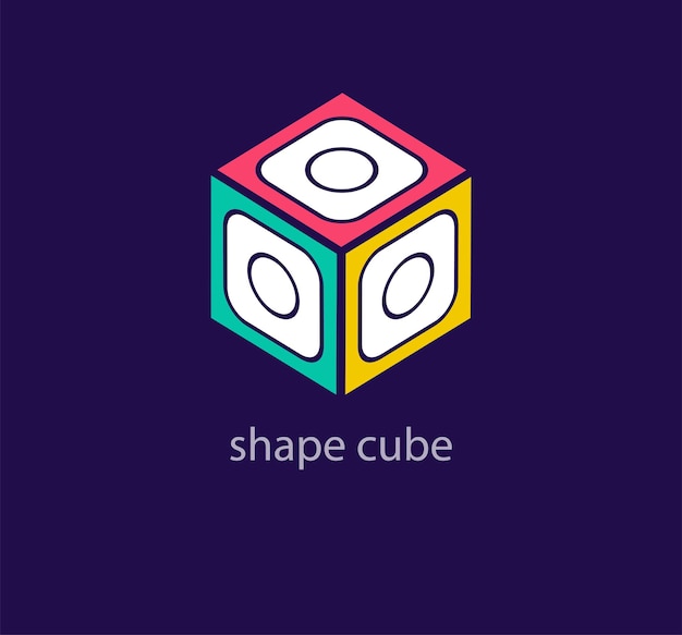 Logo cubo quadrato arrotondato creativo transizioni di colore dal design unico logo di forma geometrica personalizzata