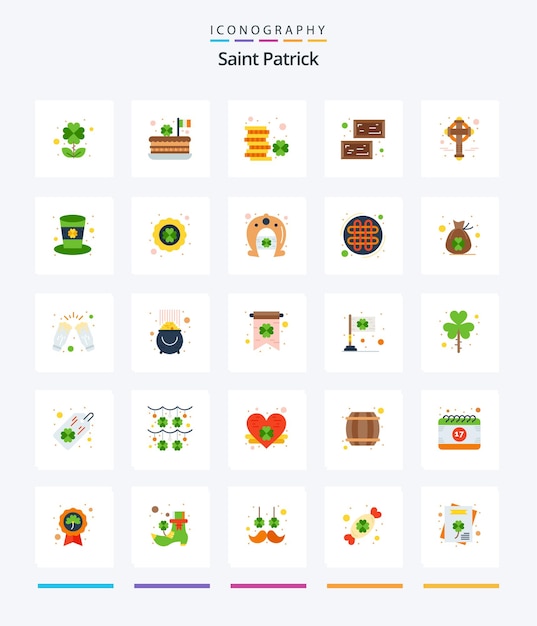 Creative Saint Patrick 25 Flat icon pack Zoals kruiswaarde muntstuk patrick