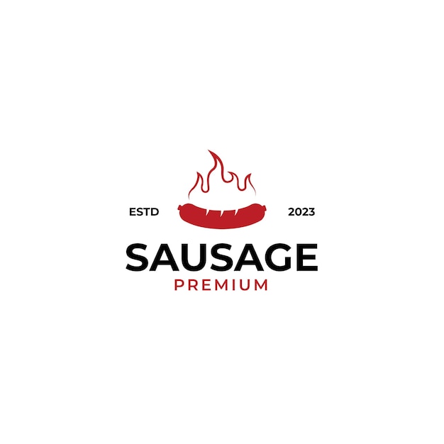 Креативная колбаса с огненным грилем, жареный тост, логотип, иллюстрация, идея дизайна