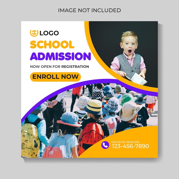 Creative school admission education social media post design modern web banner template