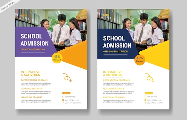 Vector creative school admission flyer design 2024