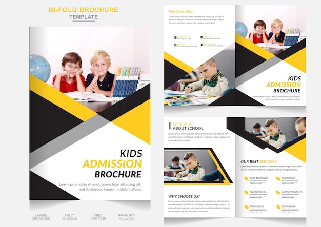 Креативный дизайн брошюры для поступления в школу для детей обратно в школу или брошюра для поступления в школу
