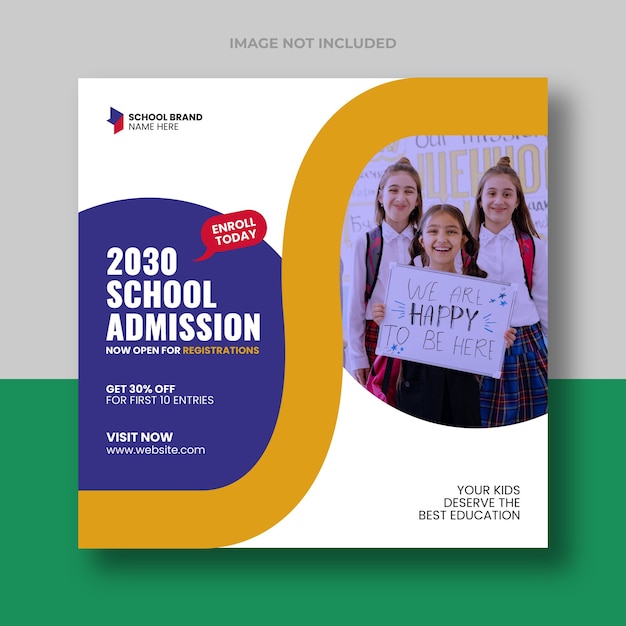 Creative school admission social media post banner template