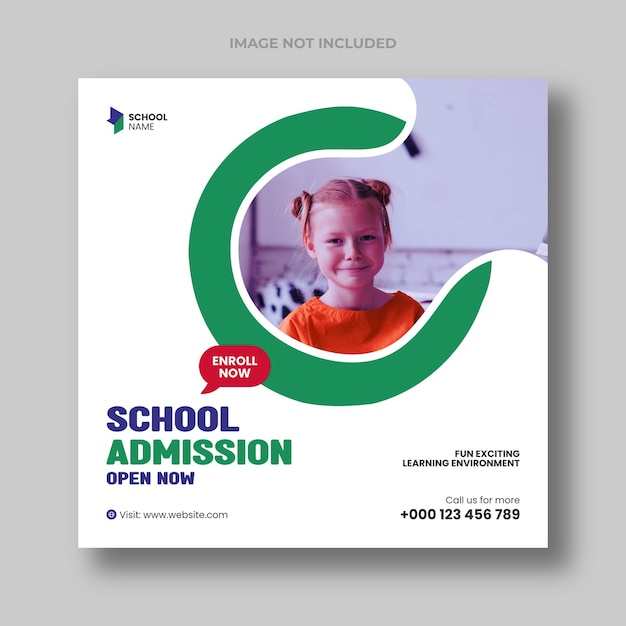 Creative school admission social media post square banner template