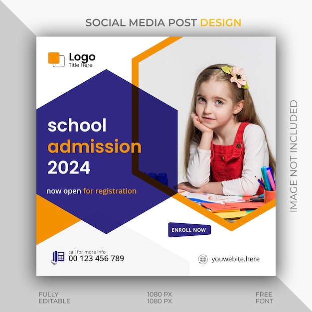 Creative School Admission Test Social Media Post Design