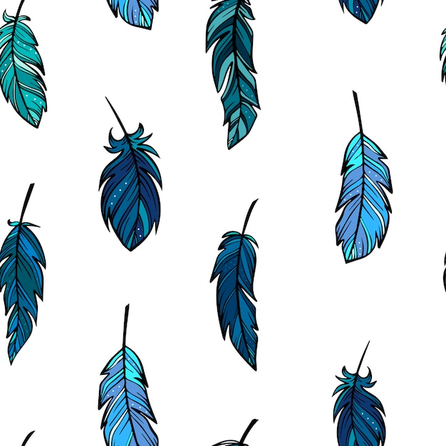 Creative seamless pattern from sketched feathers