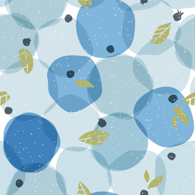 Creative seamless pattern with blue berry