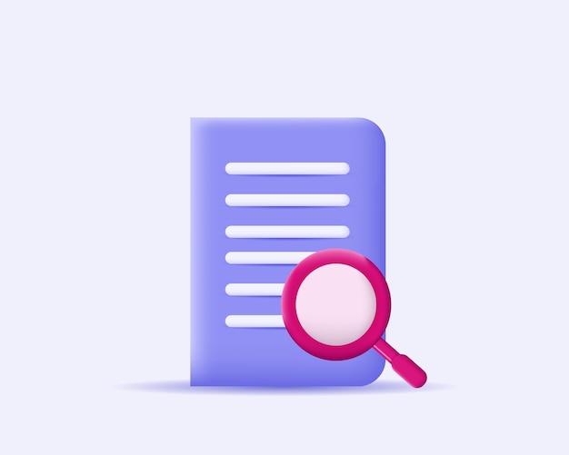 creative search file document 3d design vector icon on color purple