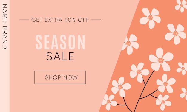 Creative season sale banner in trendy peach fuzz color with discount text