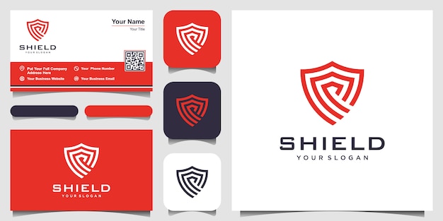 Creative shield concept logo design templates. business card design