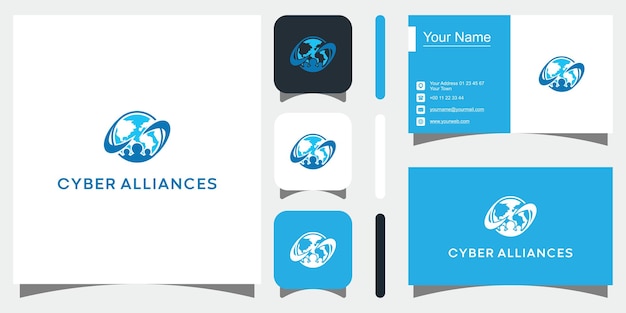 Creative shield concept templates icon and business card Premium Vector