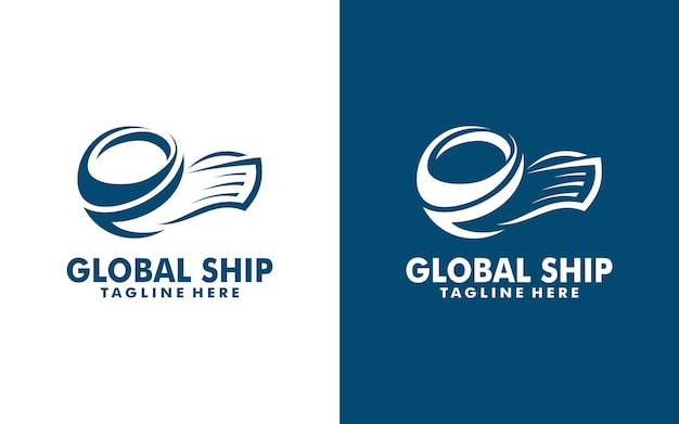 Creative Ship Concept Logo and abstract Globe Design Template