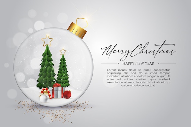 Vector creative silver merry christmas-achtergrond met een realistische vector van kerstelementen