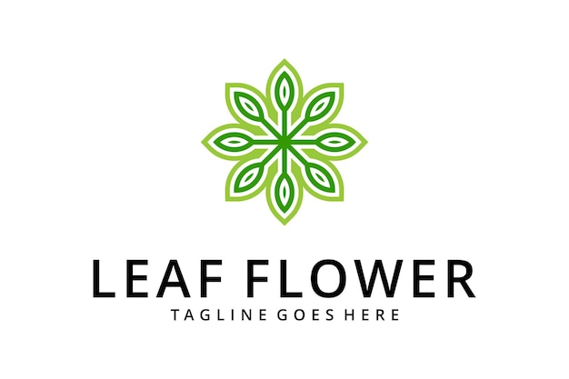 Creative simple artistic nature flower with leaves logo design illustration