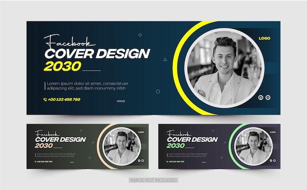 Creative simple Facebook cover template with 3 color bundle