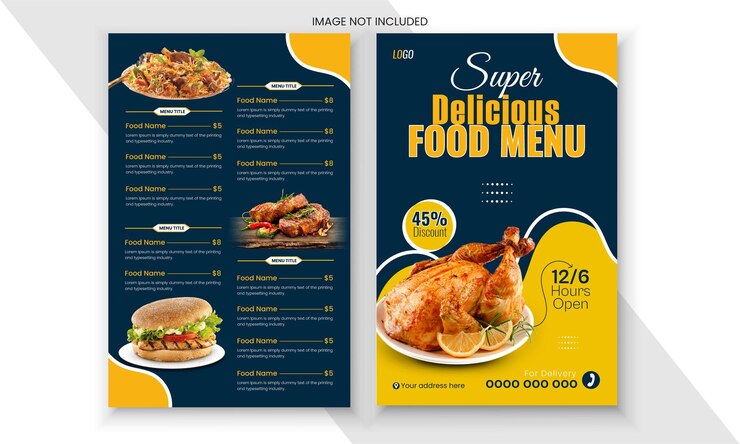 Premium Vector | Creative and Simple food menu template design for