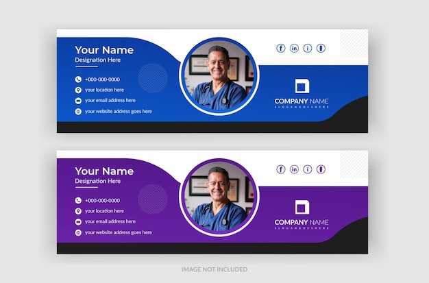 クリエイティブでシンプルなヘルスケアと医療の電子メール署名または電子メール フッターのデザイン テンプレート