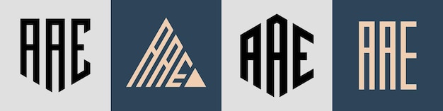 Vector creative simple initial letters aae logo designs bundle