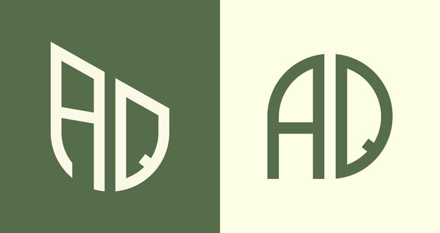 Creative simple initial letters aq logo designs bundle