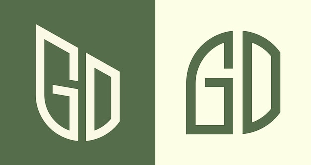 창의적이고 단순한 초기 문자 GO 로고 디자인 번들