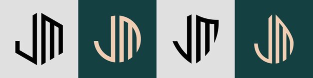 Vector creative simple initial letters jm logo designs bundle