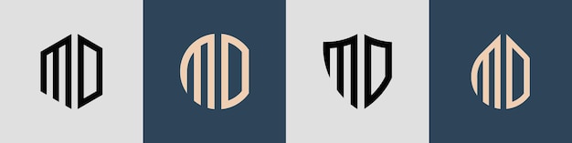 クリエイティブでシンプルな頭文字 MO ロゴ デザイン バンドル