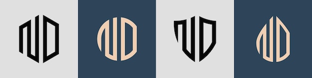 Креативные простые начальные буквы НЕТ Набор логотипов