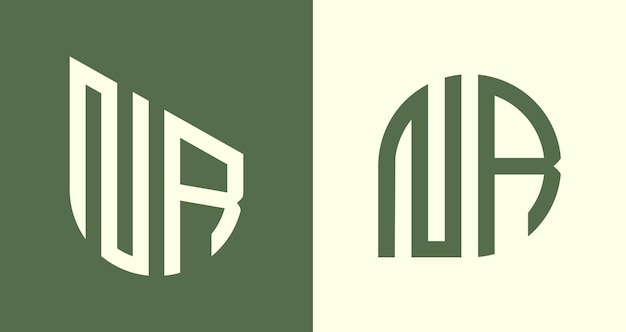 クリエイティブなシンプルな頭文字 NR ロゴ デザイン バンドル