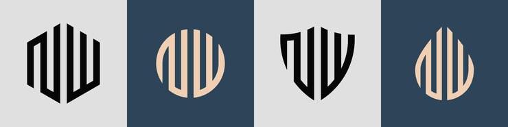 Vector 크리에이 티브 간단한 이니셜 문자 nw 로고 디자인 번들