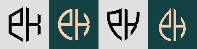Vettore lettere iniziali creative semplici pk logo designs bundle