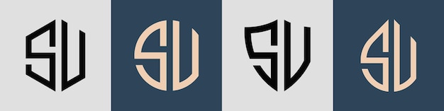 Creative Simple Initial Letters SV 로고 디자인 번들