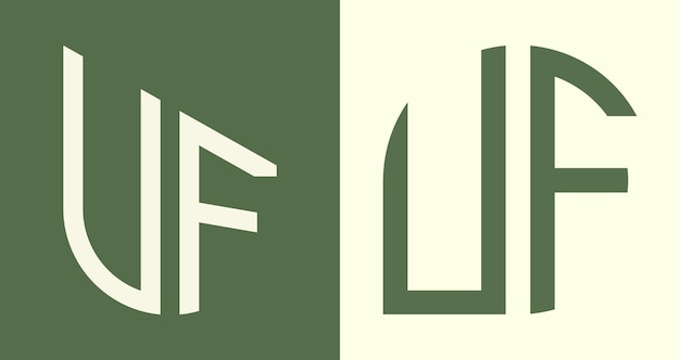 クリエイティブなシンプルな頭文字 UF ロゴ デザイン バンドル