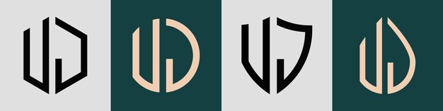 Creative simple initial letters vj logo designs bundle