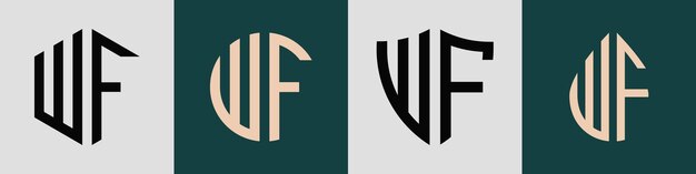 Creative simple Initial Letters WF Logo Designs Bundle