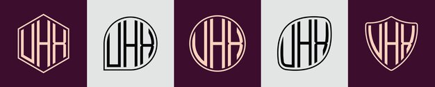 Креативные простые инициальные монограммы логотипа uhx