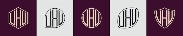 creative simple initial monogram uxv logo designs
