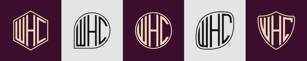 Creativo semplice monogramma iniziale disegni del logo whc