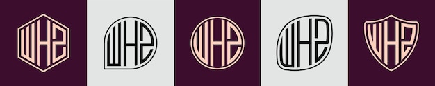 Creative simple initial monogram whz logo designs