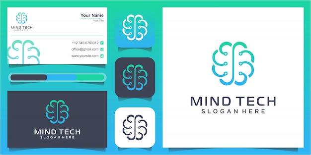 Creative smart brain technology logo design illustration. an abstract illustration of an electronic circuit board brain in profile, ai artificial intelligence concept