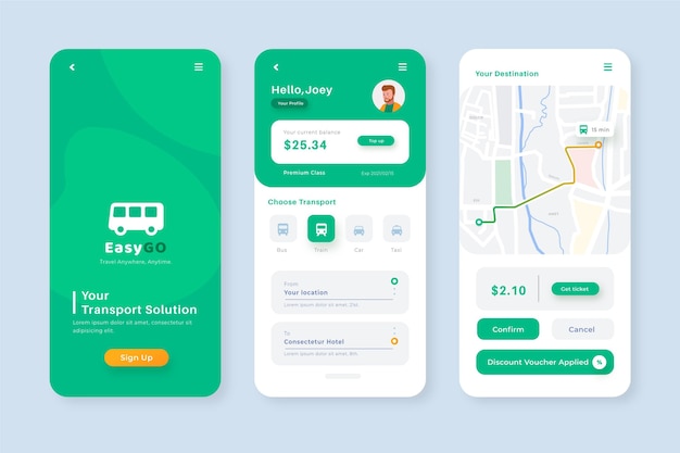 Vector creative smartphone app for public transport template