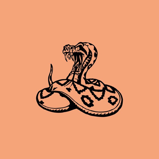 Креативный векторный дизайн змеи в полный рост змеиная черная иллюстрация