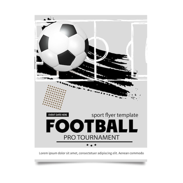 Vettore modello di brochure del torneo di calcio di calcio creativo pallone da calcio o da calcio su sfondo moderno modello di progettazione della copertina del calcio