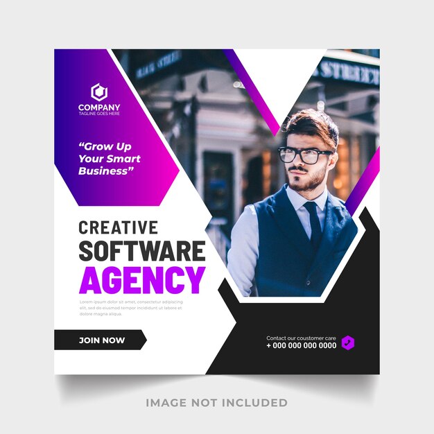 Vector creative software agency post banner and corporate new social media banner template