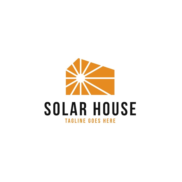 Creative Solar Panel with House Logo Design Concept Vector Illustration Symbol Icon