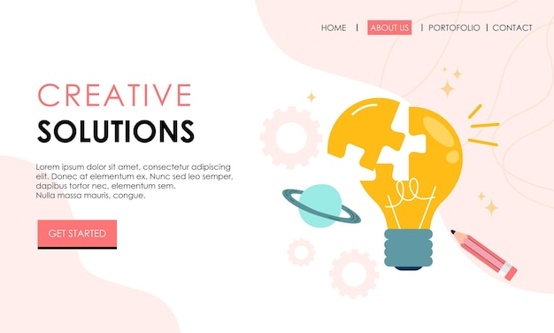 ベクトル クリエイティブソリューションのランディングページテンプレート