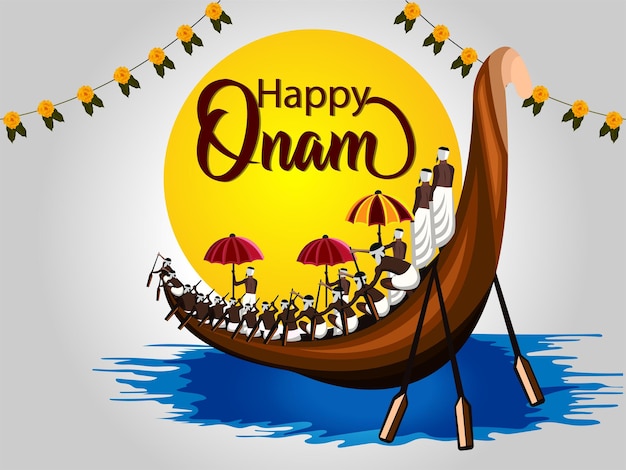 Vector creative south indian festival happy onam card