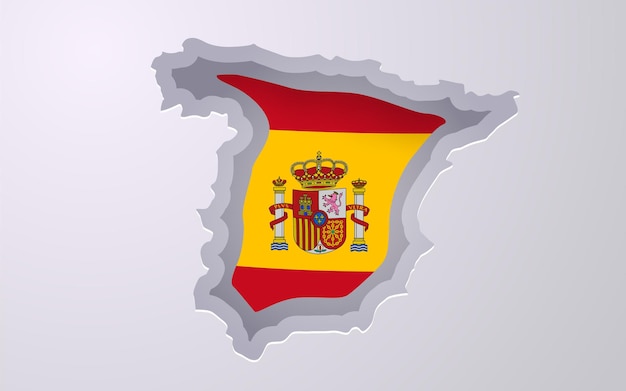 Creative spain map with flag colors in paper cut style